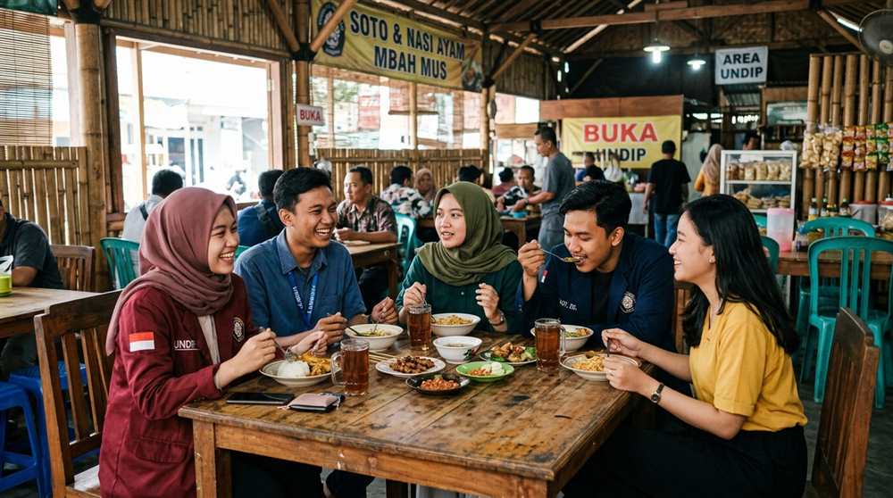 Mahasiswa makan malam bersama menikmati kuliner lokal murah di warung makan Kota Metro Lampung